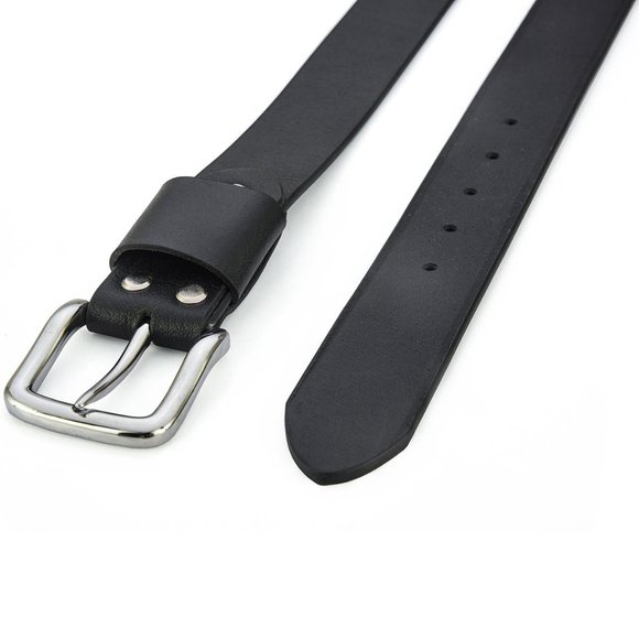 Black Finish Buffalo Full Grain Thick Heavy Leather Belt - Free Personalization - Picture 3 of 14